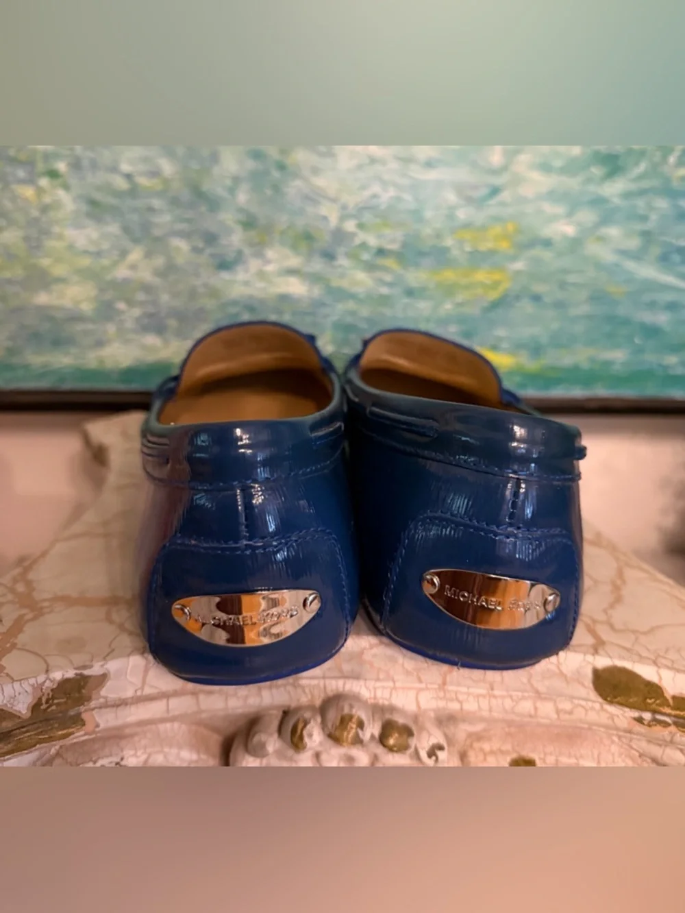 Michael Kors Royal Blue Patent Leather Bow Loafers - Picture 5 of 7